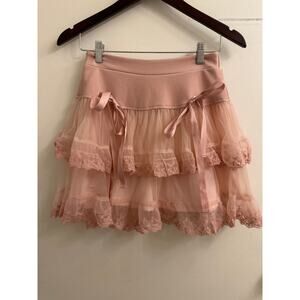 Pink Lace Tiered Tulle Skirt Balletcore Coquette Fairycore Vintage Y2K Cosplay